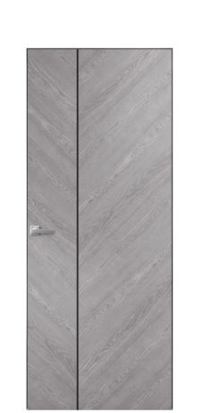 Дверь межкомнатная Юнит Слот 10-111 Цвет Дуб Кварц Покрытие Шпон натуральный  Наличник Скрытый короб хром Цена 56850