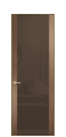 Дверь межкомнатная Ветро 21 Цвет Эспрессо 1017M Покрытие ШПОН Мультишпон Наличник Скрытый короб золото Цена 18301