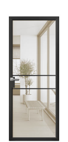 Дверь межкомнатная Фрейм 02 Цвет Черный Покрытие Алюминий  Наличник Скрытый короб Цена 72540