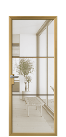 Дверь межкомнатная Фрейм 03 Цвет Латунь Покрытие Алюминий  Наличник Скрытый короб Цена 80720