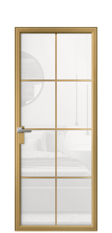 Дверь межкомнатная Фрейм 08 Цвет Латунь Покрытие Алюминий  Наличник Скрытый короб Цена 90444